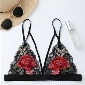 Rose Applique Lace Bra